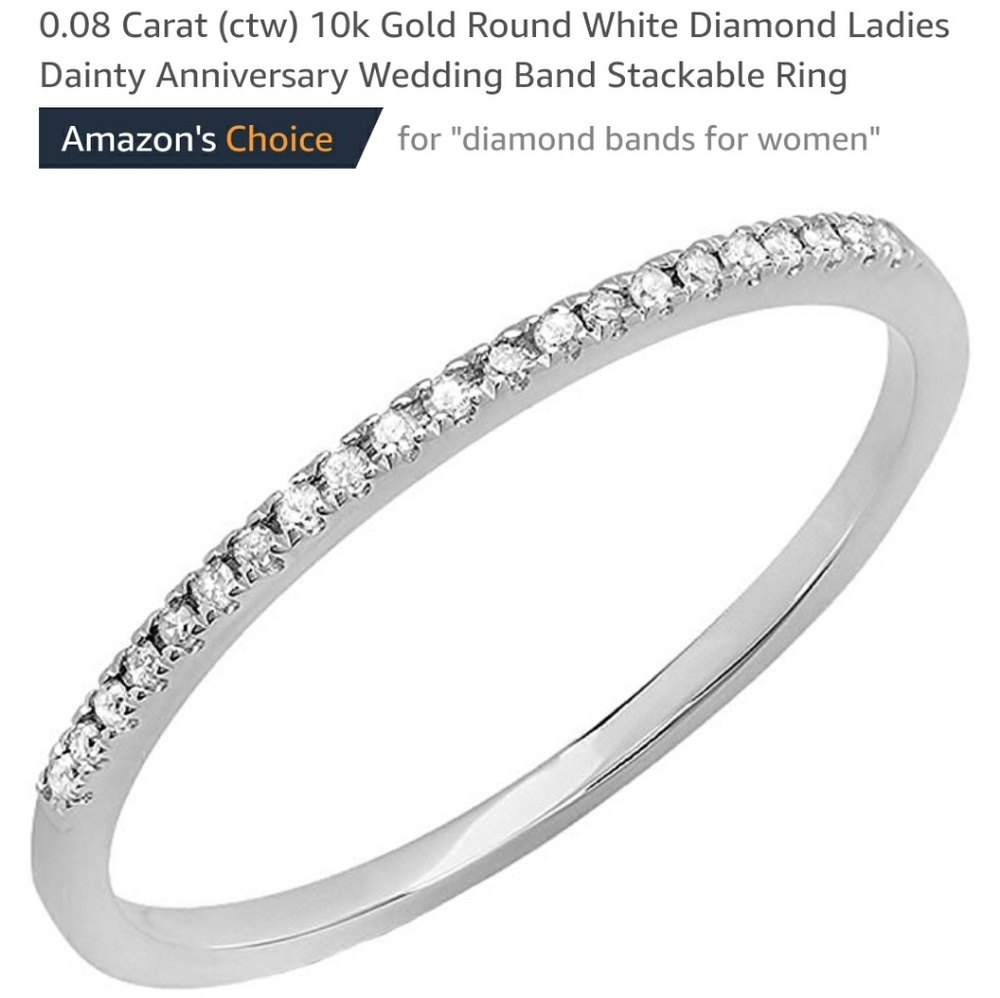 NIB 14k white gold diamond band ring size 5